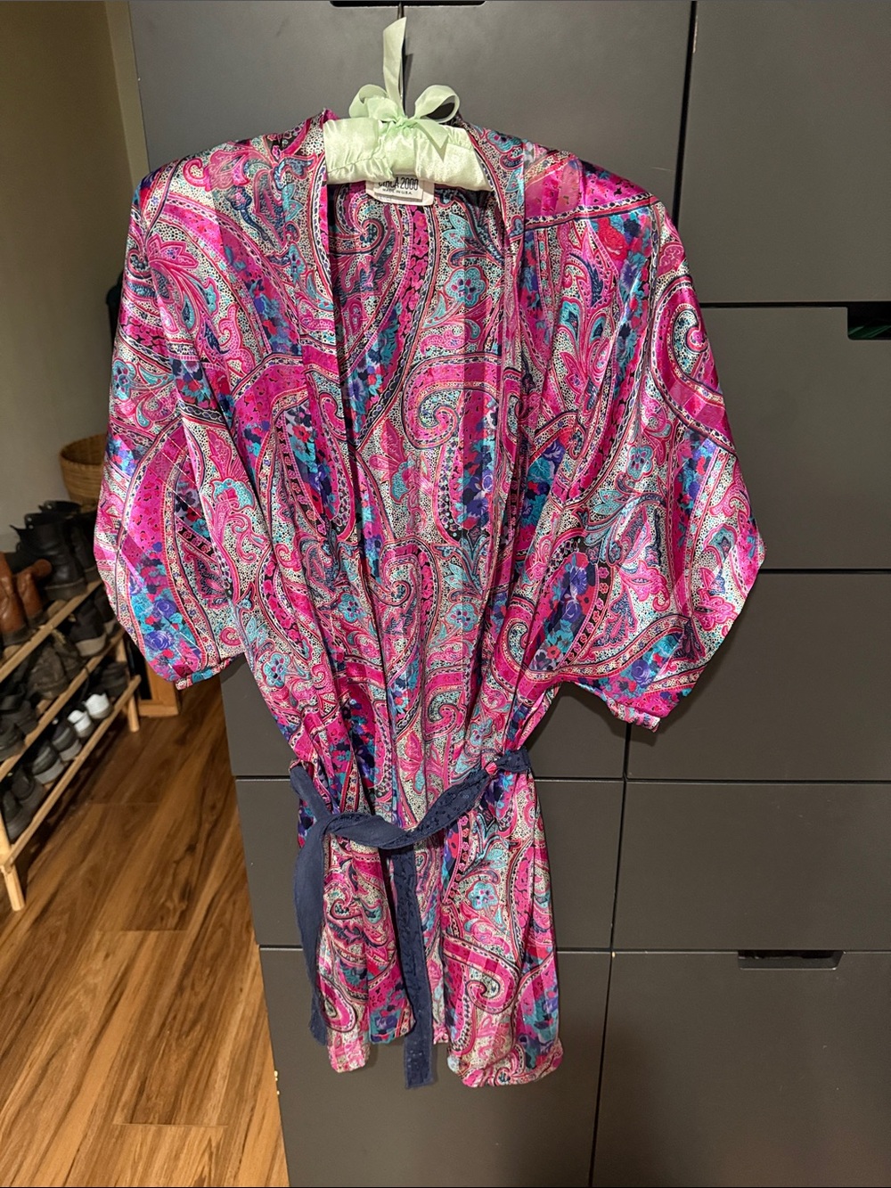 Vibrant Pink Paisley Silk Robe